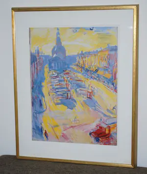 Johan Dijkstra - Gezicht op de Vismarkt Groningen - Koppermaandagprent 1997 - beperkte oplage kopen? Bied vanaf 125!