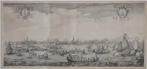 Simon de Vlieger - uitg. BLAEU 1638 - grote ets van 't IJ Amsterdam door Salomon Savrij (1593-1683) kopen? Bied vanaf 150!