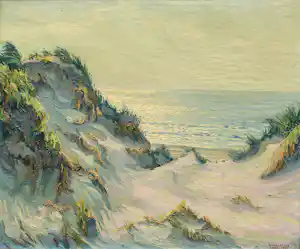 Ad Blok van der Velden - Ingelijste olieverf op doek: "Duingezicht Texel" - 1951 verkocht voor € 1000!