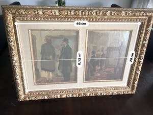 Kees Roovers - Figuren bekijken een schilderij tentoonstelling. kopen? Bied vanaf 150!