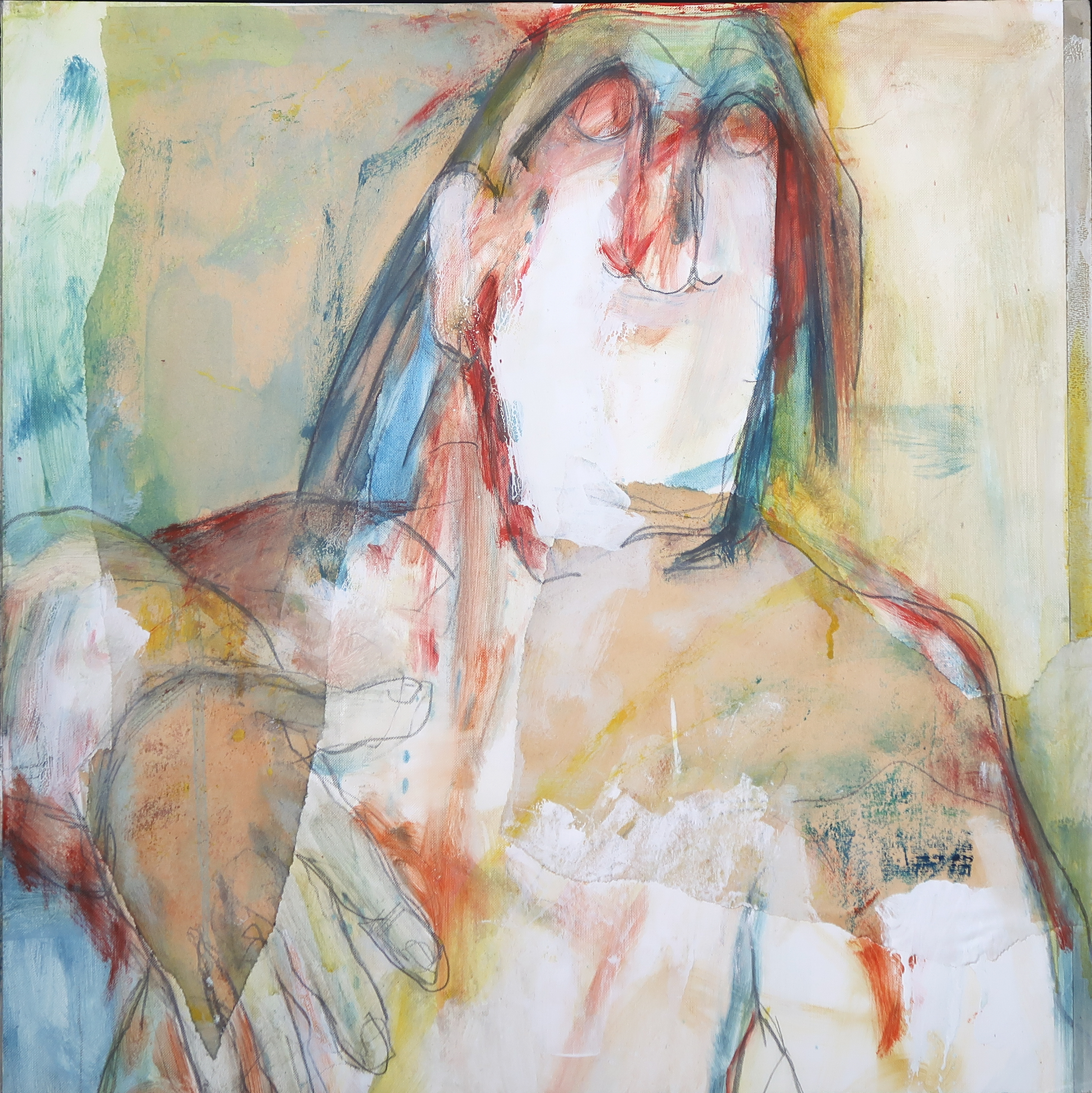 Annica Koot - Gemengde technieken op karton, Acryl en gouache met collage, Kijk en Ween verkocht voor € 50!
