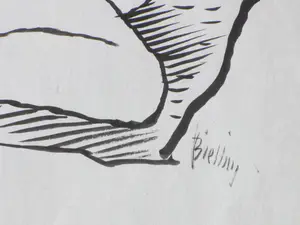 Herman Bieling - Zittend naakt op de rug gezien - Penseeltekening kopen? Bied vanaf 1!