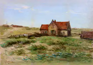 Cornelis Gips - Gezicht op de duinen bij Scheveningen of Katwijk verkocht voor € 80!