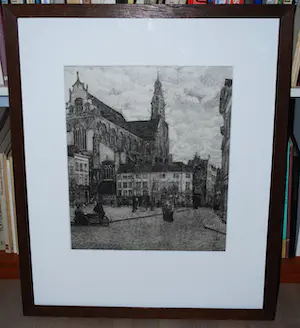 Gerrit Haverkamp - Antwerpen: Veemarkt met de St Pauluskerk - ets uit 1912 - fraai ingelijst kopen? Bied vanaf 65!