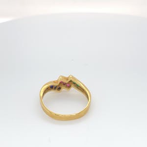 18kt g diamantring+robijn ,saffier smaragdmaat 54/17,50, 3,07 gr kopen? Bied vanaf 130!