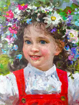 Vladimir Goussev - Portret van een meisje kopen? Bied vanaf 400!