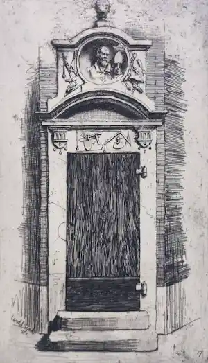C.L. Dake - Poortje van het Metselaarsgilde in de Waag, ets kopen? Bied vanaf 40!