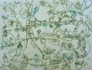 Jan Voss - handgesigneerde kleurenlitho | 'Sans titre' | 1978 (Prent 190 Serie 12B) kopen? Bied vanaf 65!