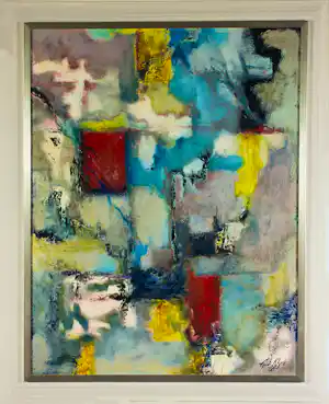 Albert Klijn - Olieverf op hardboard, Abstract - Ingelijst verkocht voor € 135!