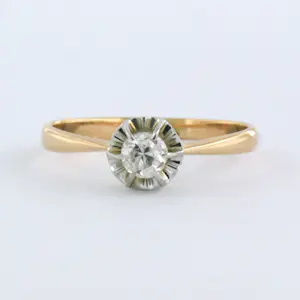 18k bicolor gouden ring met bolsjewiek geslepen diamant 0.20 ct - rm 17.25 kopen? Bied vanaf 200!