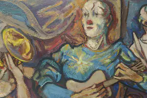 Johan Jacob Voskuil - Olieverf op canvas, Musicerende Clowns - Ingelijst (Zeer groot) kopen? Bied vanaf 500!