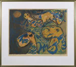 Mogens Balle - & Christian Dotremont - Litho, Zonder titel - Ingelijst verkocht voor € 500!