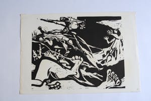 Karel Timmerman - De zondvloed III '68 - gesigneerde linodruk kopen? Bied vanaf 1!