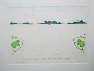 Pieter Holstein - ets & aquarel 1968 - The way things change through point of vie(u)w - ingelijst kopen? Bied vanaf 125!
