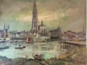 Pie Wilhelmus - Gezicht op Antwerpen verkocht voor € 80!
