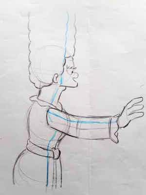 Matt Groening - originele productie tekening, The Simpsons, Marge + COA verkocht voor € 85!