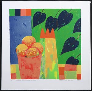 Fenneke van der Elst - Lot van twee litho's, Stillevens met bladeren en fruit en tulpen en bladeren kopen? Bied vanaf 20!