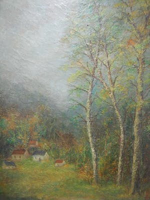 Niet of onleesbaar gesigneerd - Landschap met huizen gesigneerd met G sleutel kopen? Bied vanaf 10!