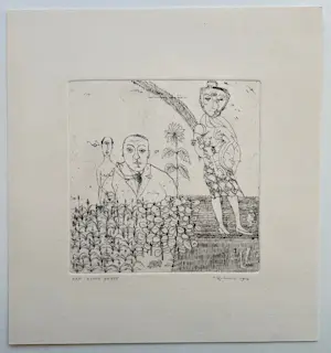 Sipke Huismans - handgesigneerde ets | 'Een grote dorst' | 1967 kopen? Bied vanaf 40!