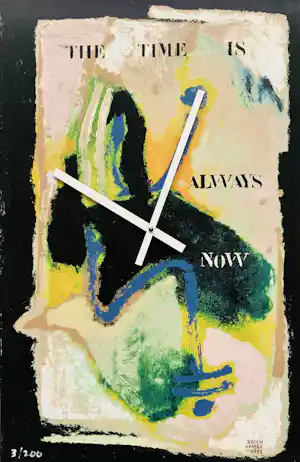 Jeroen Krabbé - The Time is always now ( zeefdruk met werkende klok) verkocht voor € 195!