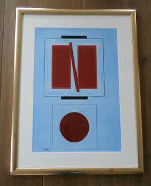 Wim Sinemus - ingelijste litho: geometrische compositie - 1976 verkocht voor € 275!