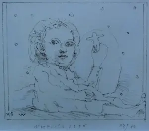 Co Westerik - Litho: Meisje met pop - 1996 (nette lijst !) kopen? Bied vanaf 100!
