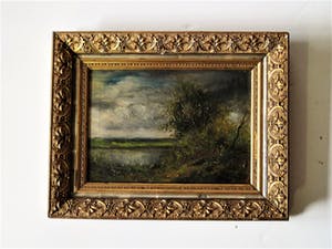 Niet of onleesbaar gesigneerd - Gesigneerd 19e Eeuws Haagse School olieverf "Landschap" in SALA lijst! kopen? Bied vanaf 1!