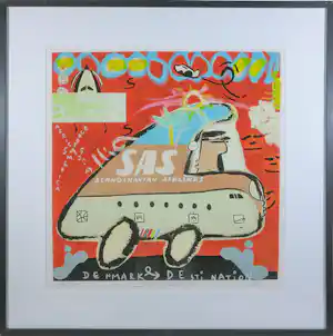Jacob Herskind - Zeefdruk, SAS - Ingelijst verkocht voor € 36!