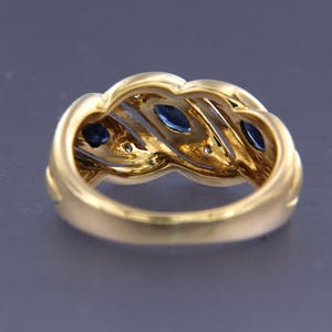 18K Goud - bicolor gouden ring bezet met saffier en briljant geslepen diamanten kopen? Bied vanaf 240!