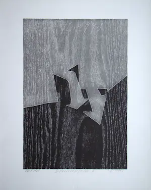 Franz Eggenschwiler - Donnerpfeile II, 1992 - Originele houtsnede, handgesigneerd kopen? Bied vanaf 80!