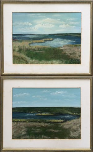Niet of onleesbaar gesigneerd - 2x landschap Terschelling | 2x olieverf schilderijen (ingelijst) kopen? Bied vanaf 1!