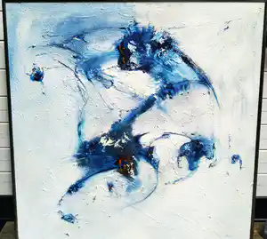 Ingeborg ten Hoopen - Schilderij met structuur. Blauw met wit verkocht voor € 500!