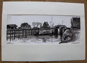 Charles J. Kemper - Pen tekening: Boerderij in Oudewater kopen? Bied vanaf 50!
