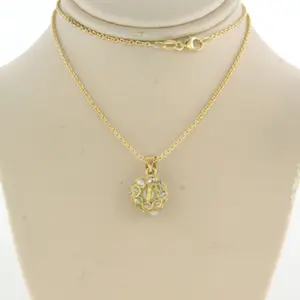 18k geelgouden collier met goud met platina hanger met parel en diamant kopen? Bied vanaf 900!