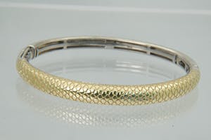 1260 - Massief zilveren en 18 krt goud vergulde bicolor unisex "slaven" armband kopen? Bied vanaf 39!
