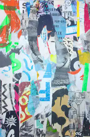 Charlie Green - Collage op doek, Calling All Dancers 101 verkocht voor € 60!