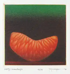 Joop Vegter - Mezzotint, Partje mandarijn verkocht voor € 36!