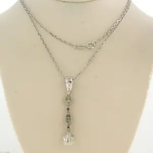 14k witgouden collier met hanger bezet met parel en diamant kopen? Bied vanaf 250!