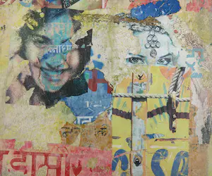 Reg Fallah - Mixed media / collage op paneel, Rajkot (Groot formaat) kopen? Bied vanaf 100!