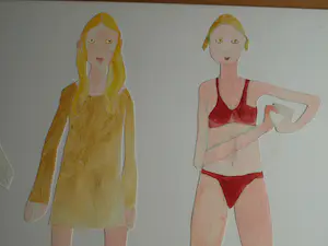 Vanessa Beecroft - Collage en acrylverf , Jonge vrouwen 1 – ingelijst, 94 x 134 cm - 1993 kopen? Bied vanaf 750!