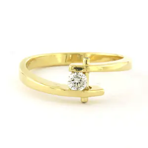 18k geel gouden ring met briljant geslepen diamant tot. 0.20ct – F/G - VS/SI kopen? Bied vanaf 625!