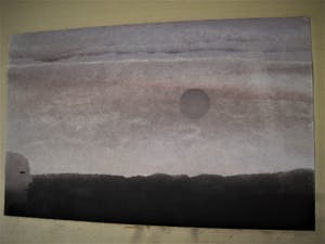 Niet of onleesbaar gesigneerd - sfeervol Minimalistisch Aquarel "Morgen" 1967 gedateerd kopen? Bied vanaf 1!