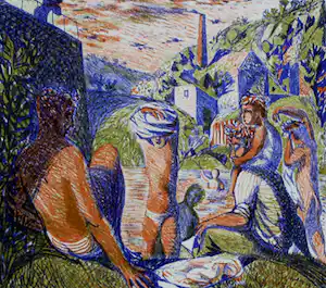 Nicolaas Wijnberg - Kleurenlitho: Badende mythische figuren - 1947 verkocht voor € 50!