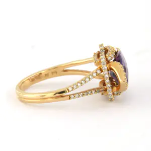 18k gouden ring met amethist en briljant geslepen diamant tot. 0.56ct kopen? Bied vanaf 825!