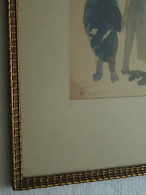 Maarten Jungmann - Ingelijste aquarel , Twee figuren.... kopen? Bied vanaf 50!