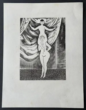 Tsuguharu Foujita - Nackte Akrobatinnen auf der Bühne Original-Holzschnitt 1925 ars nuditas kopen? Bied vanaf 85!