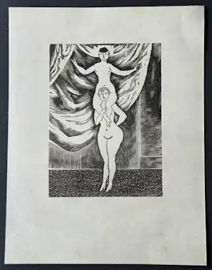 Tsuguharu Foujita - Nackte Akrobatinnen auf der Bühne Original-Holzschnitt 1925 ars nuditas kopen? Bied vanaf 85!