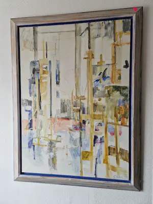 Niet of onleesbaar gesigneerd - GROOT geometrisch abstract olieverf gesigneerd ENGEL 1985 kopen? Bied vanaf 1!
