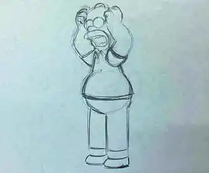 Matt Groening - originele productietekening The Simpsons, Homer, ingelijst + Certificaat verkocht voor € 120!