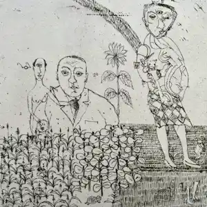 Sipke Huismans - handgesigneerde ets | 'Een grote dorst' | 1967 kopen? Bied vanaf 40!